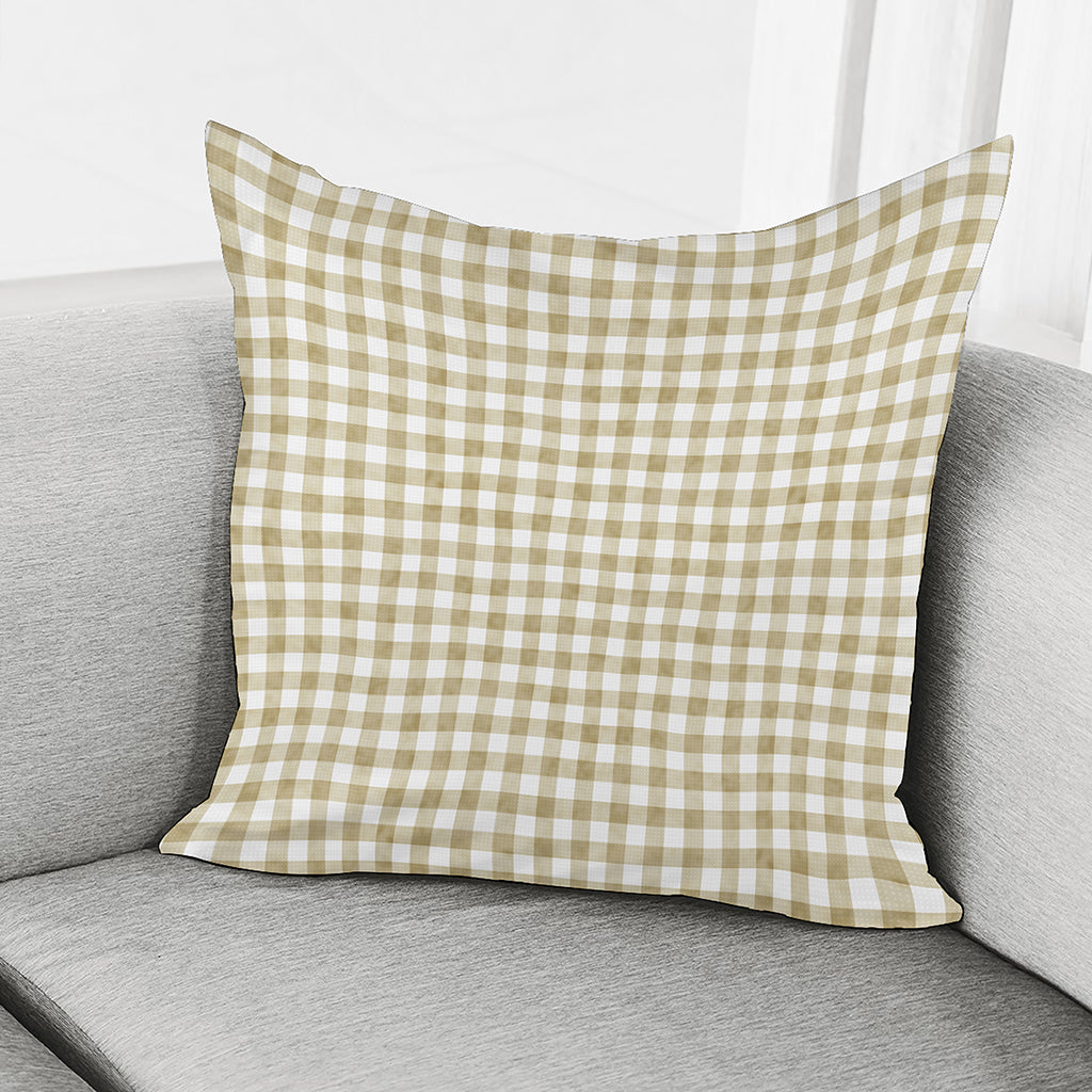 Beige And White Gingham Pattern Print Pillow Cover