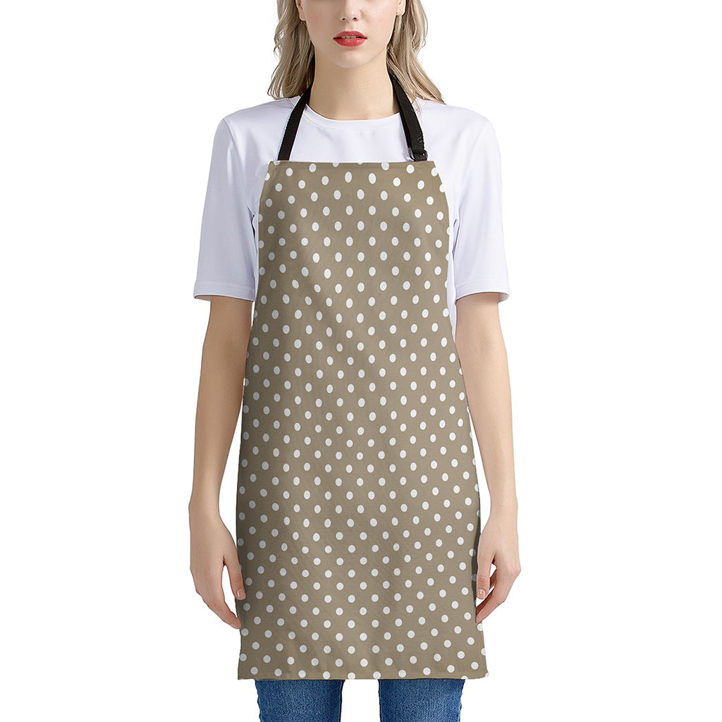 Beige And White Polka Dot Pattern Print Apron