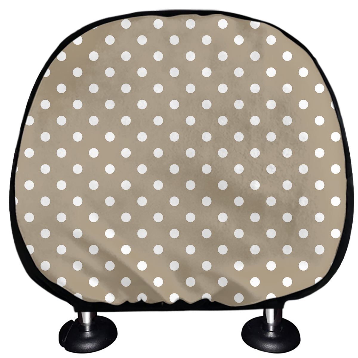Beige And White Polka Dot Pattern Print Car Headrest Covers
