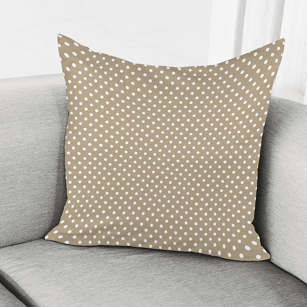 Beige And White Polka Dot Pattern Print Pillow Cover