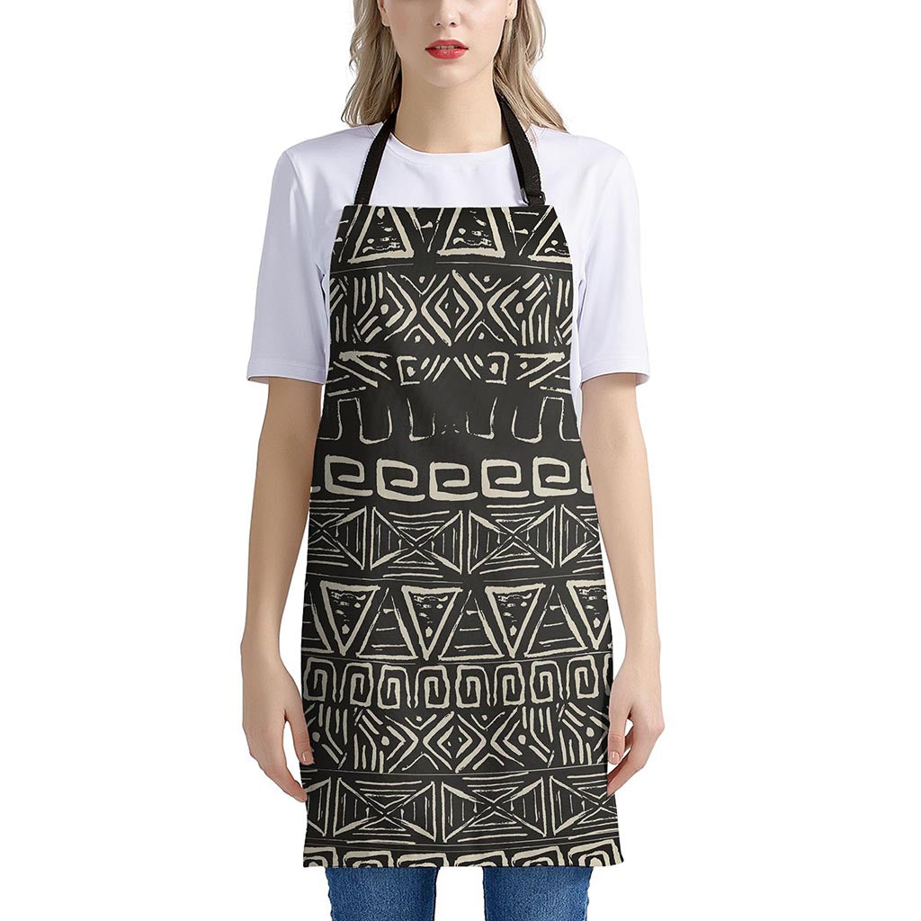 Beige Aztec Pattern Print Apron