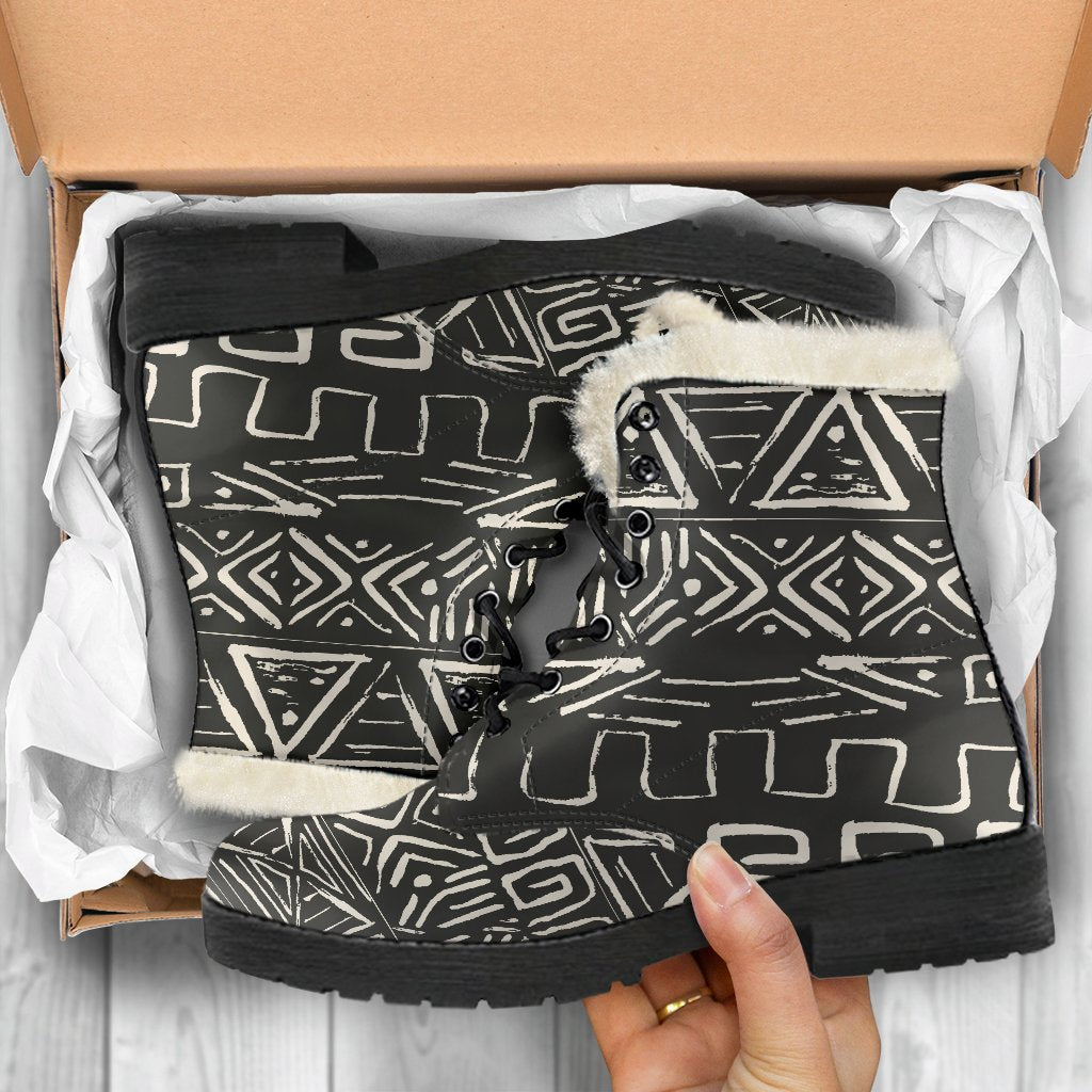 Beige Aztec Pattern Print Comfy Boots GearFrost