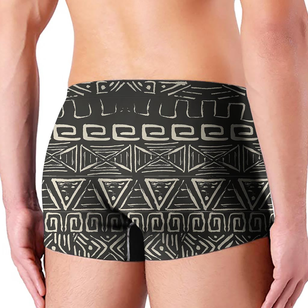 Beige Aztec Pattern Print Men's Boxer Briefs