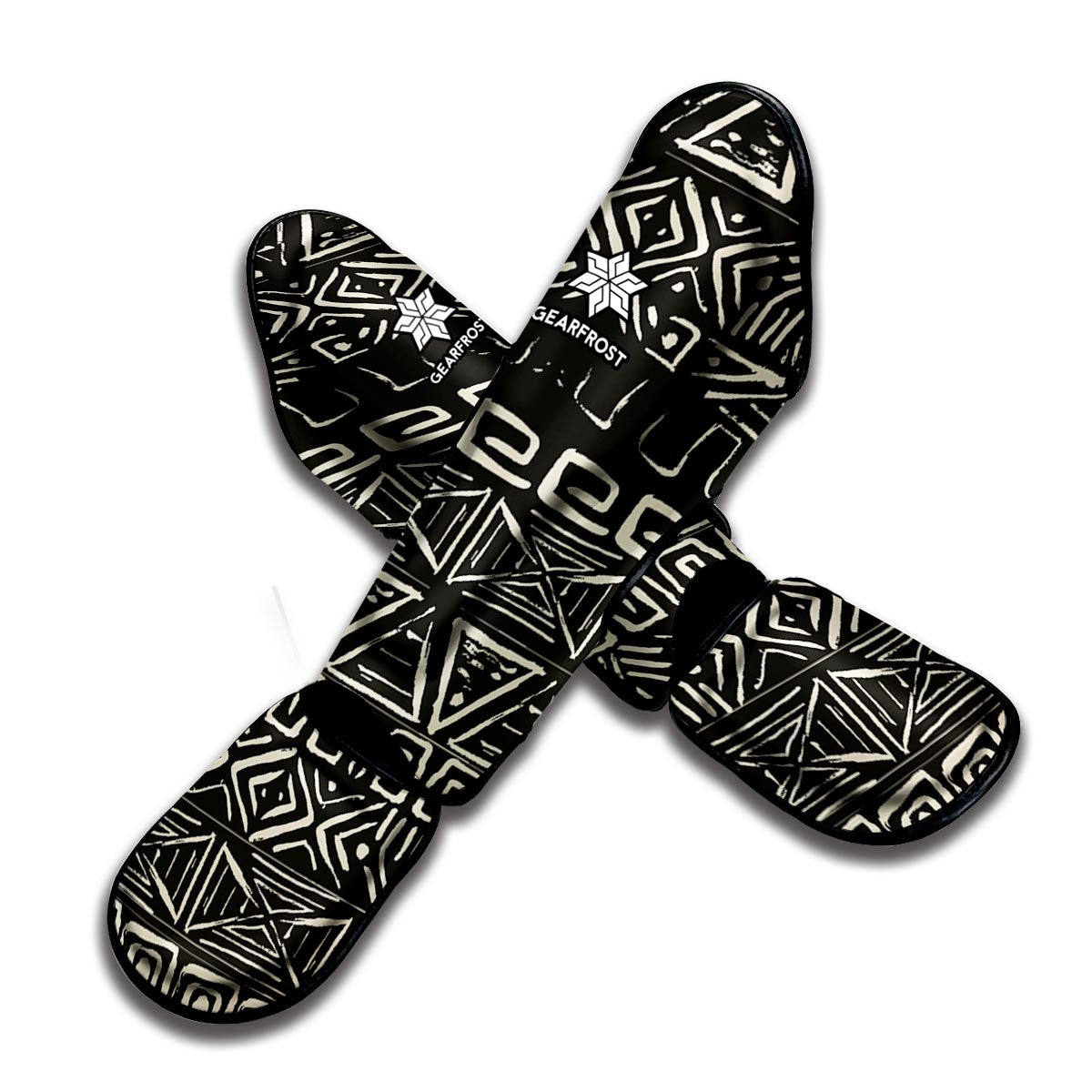 Beige Aztec Pattern Print Muay Thai Shin Guard