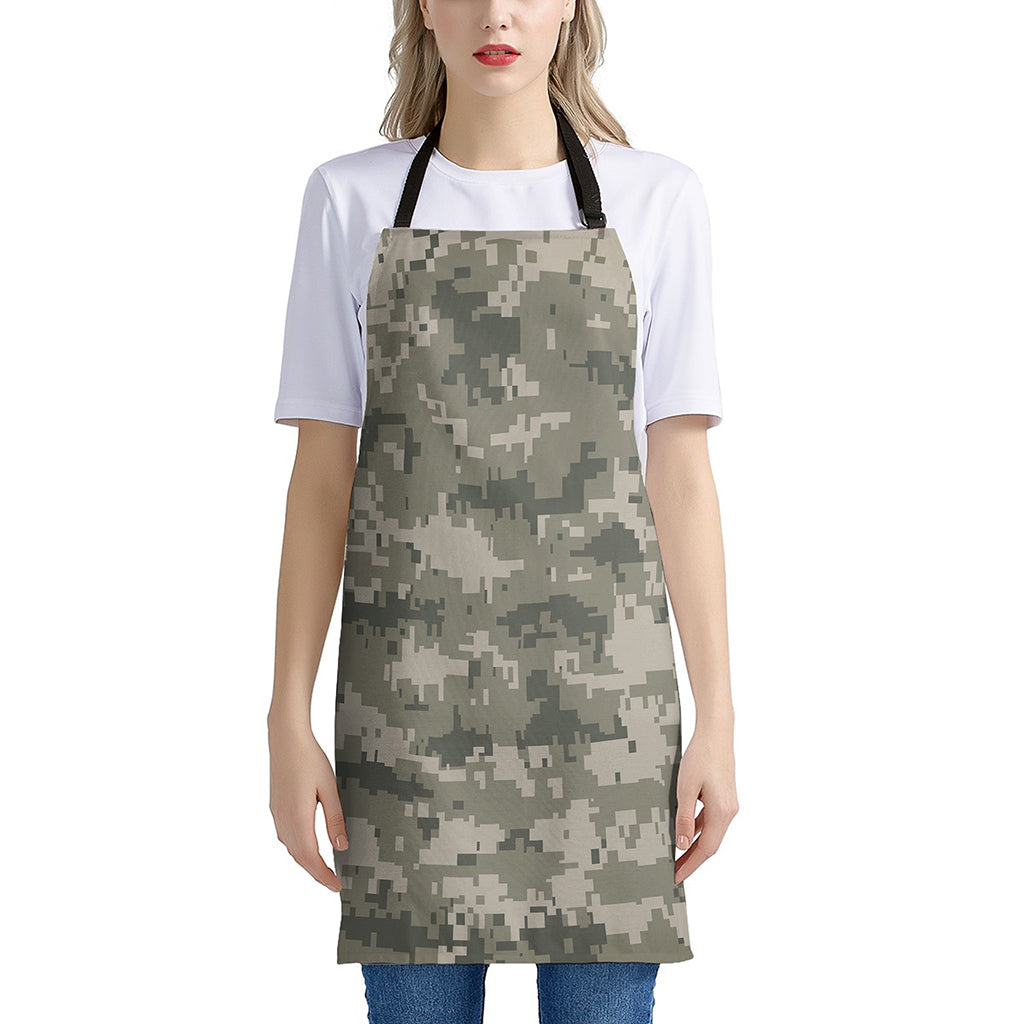 Beige Digital Camo Pattern Print Apron