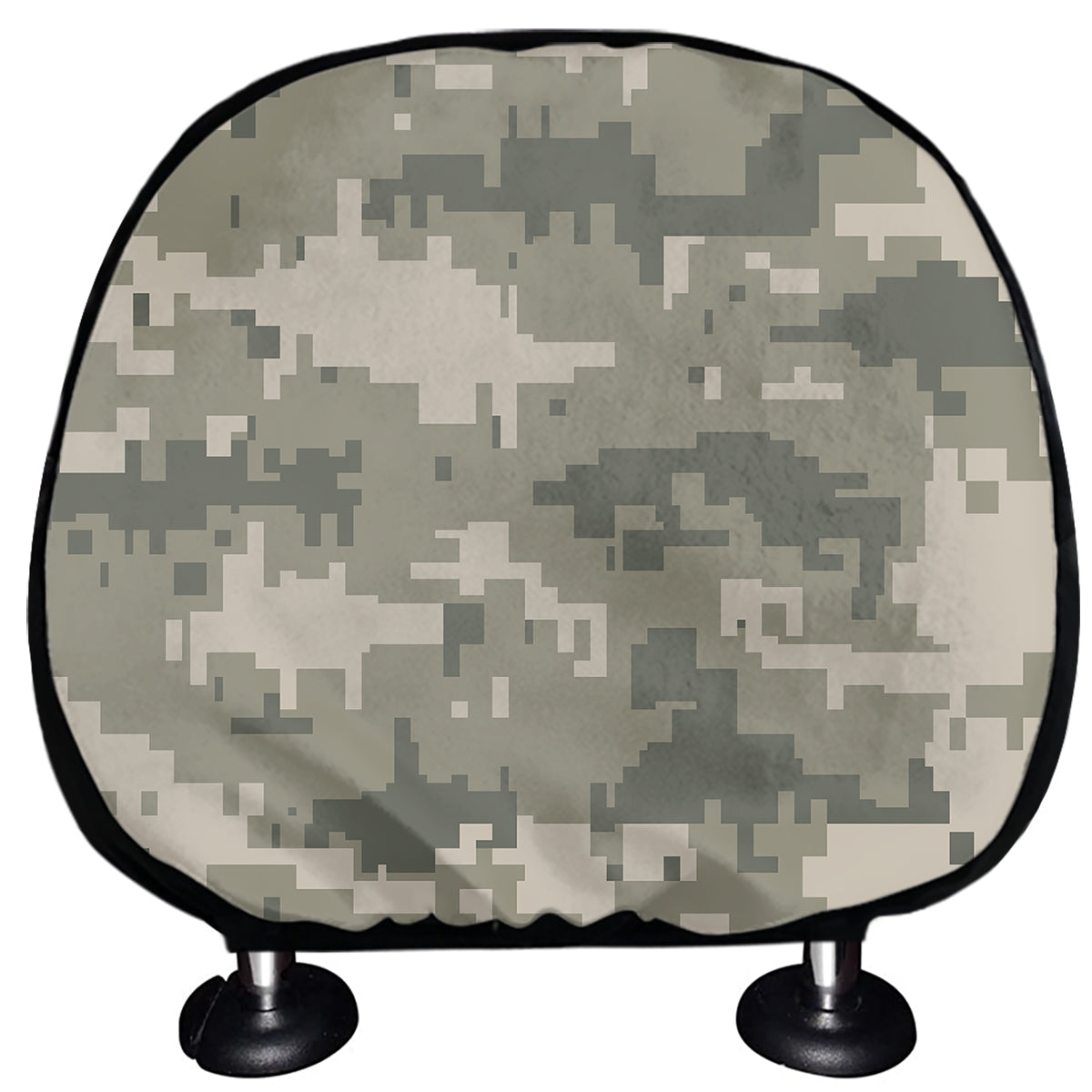 Beige Digital Camo Pattern Print Car Headrest Covers