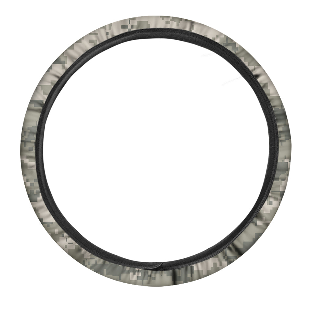 Beige Digital Camo Pattern Print Car Steering Wheel Cover