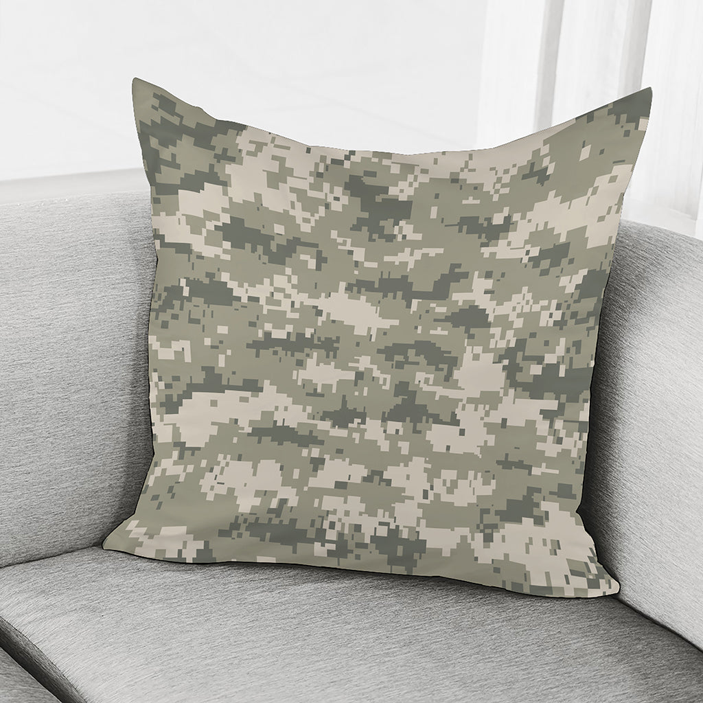 Beige Digital Camo Pattern Print Pillow Cover