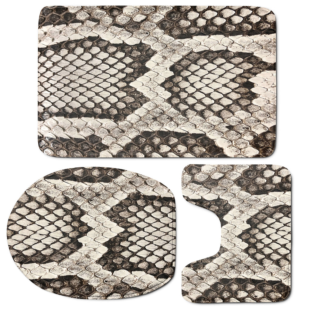 Beige Snakeskin Print 3 Piece Bath Mat Set