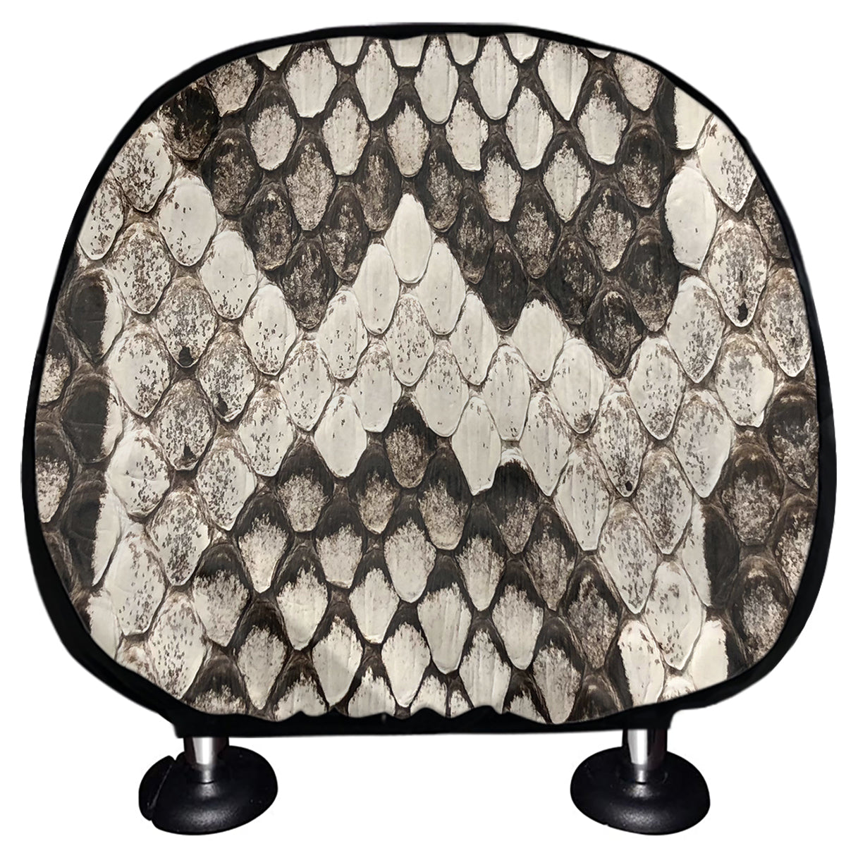 Beige Snakeskin Print Car Headrest Covers