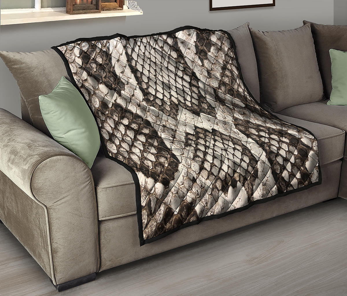 Beige Snakeskin Print Quilt