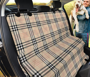 Beige Tartan Pattern Print Pet Car Back Seat Cover