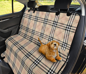 Beige Tartan Pattern Print Pet Car Back Seat Cover
