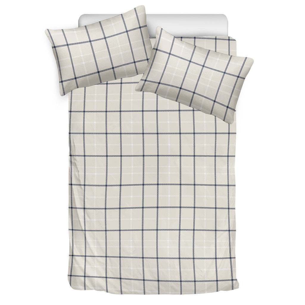 Beige Tattersall Pattern Print Duvet Cover Bedding Set