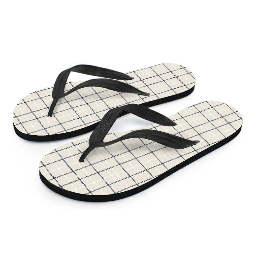 Beige Tattersall Pattern Print Flip Flops