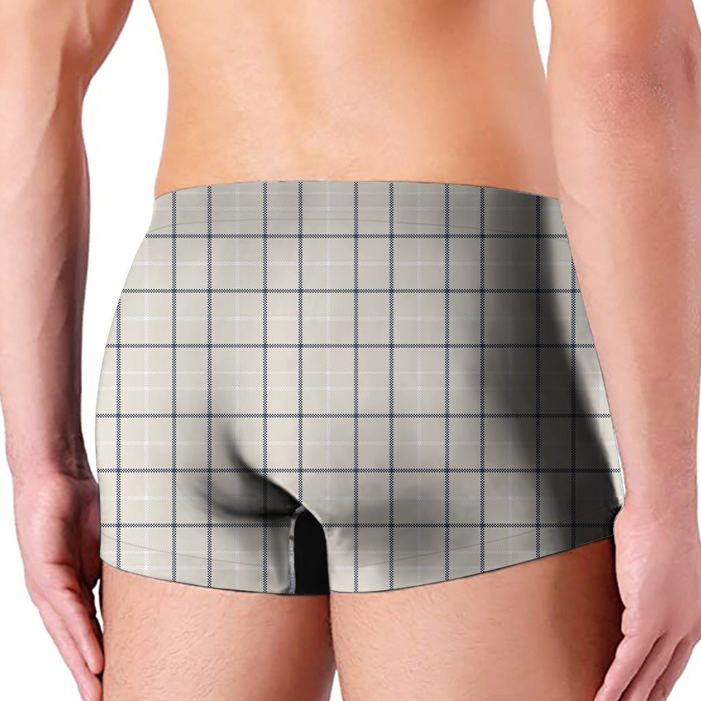 Beige Tattersall Pattern Print Men's Boxer Briefs
