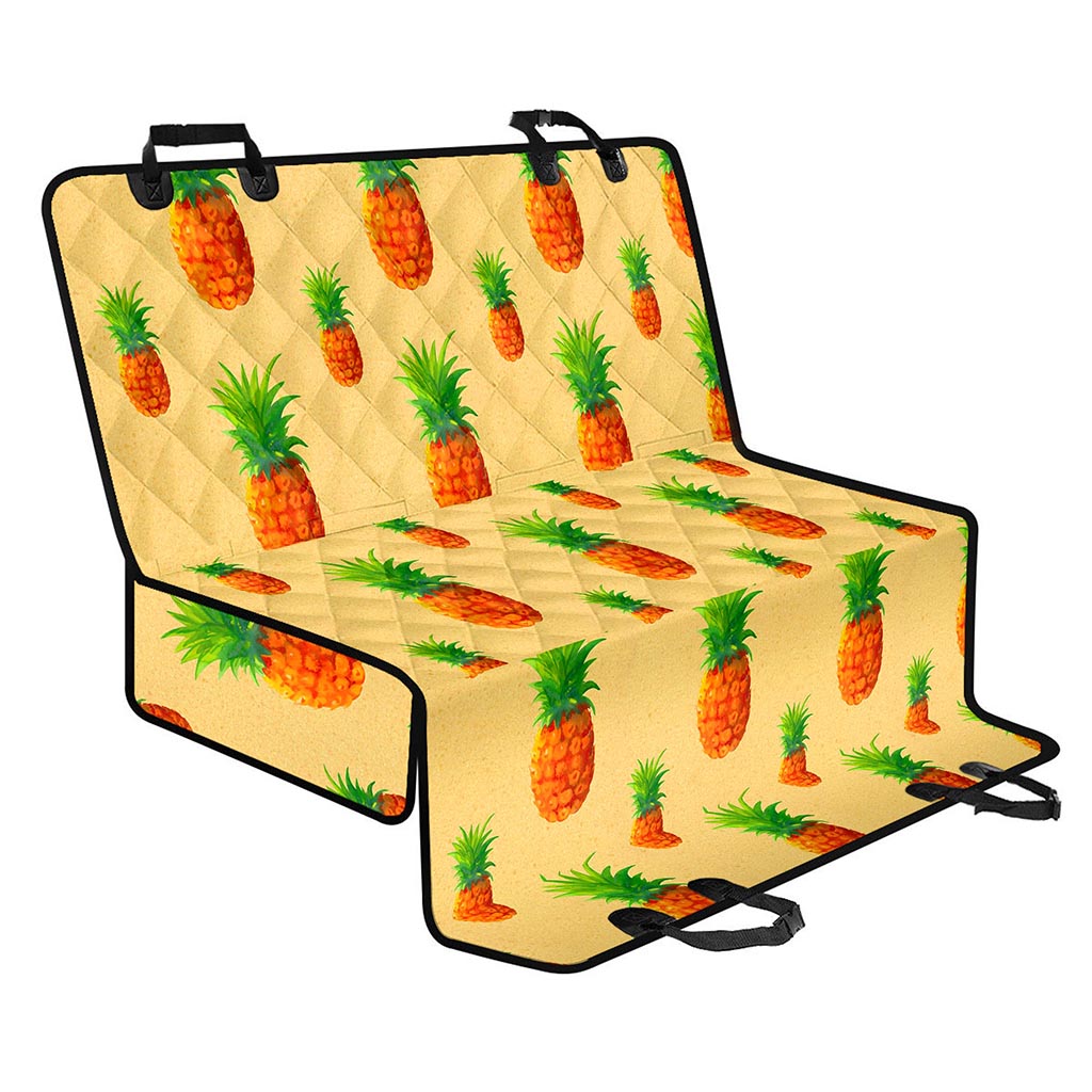 Beige Watercolor Pineapple Pattern Print Pet Car Back Seat Cover