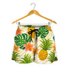 Beige Zebra Pineapple Pattern Print Women's Shorts