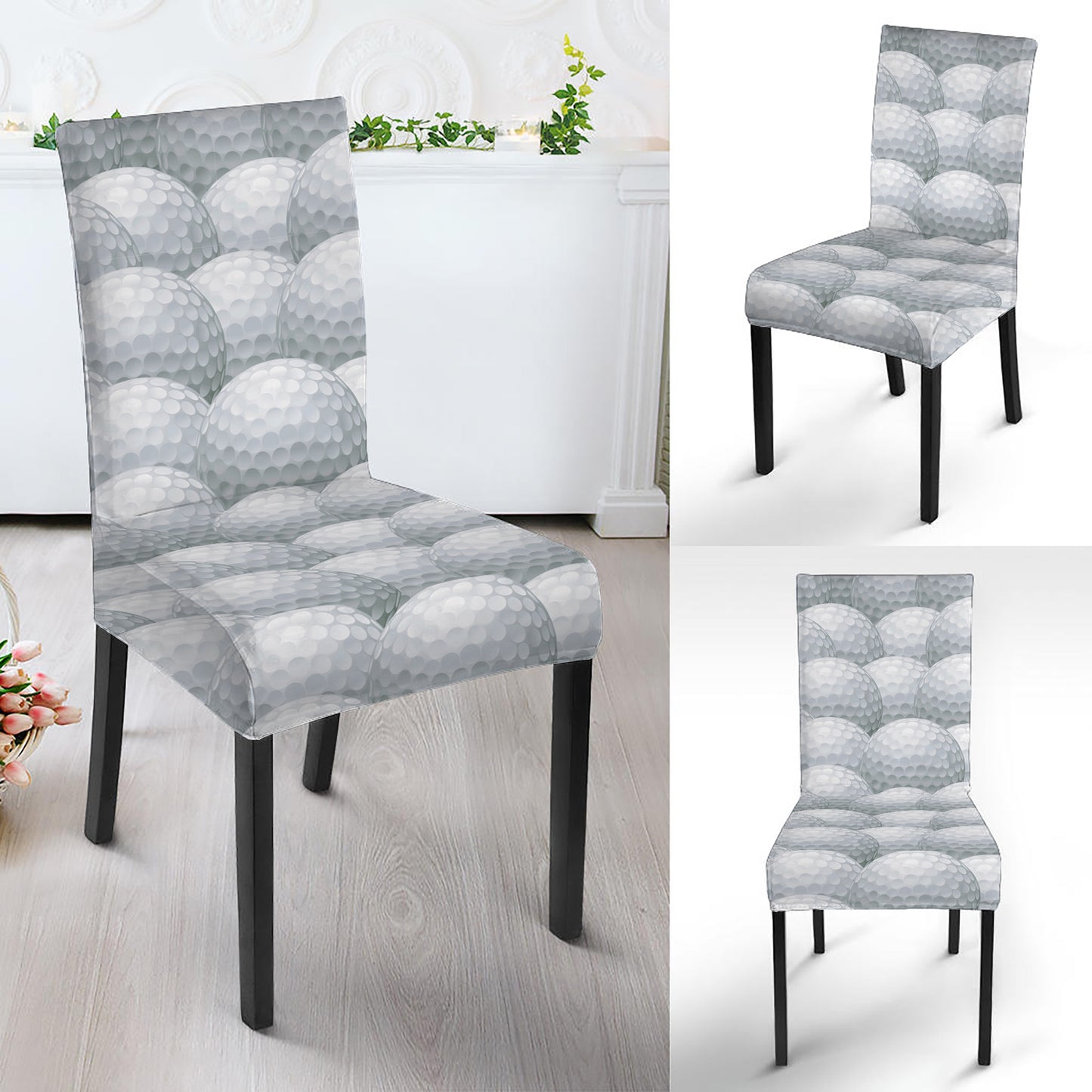 Big Golf Ball Pattern Print Dining Chair Slipcover