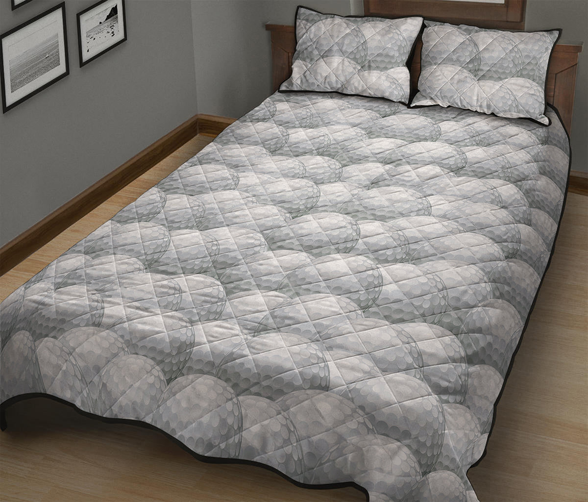 Big Golf Ball Pattern Print Quilt Bed Set