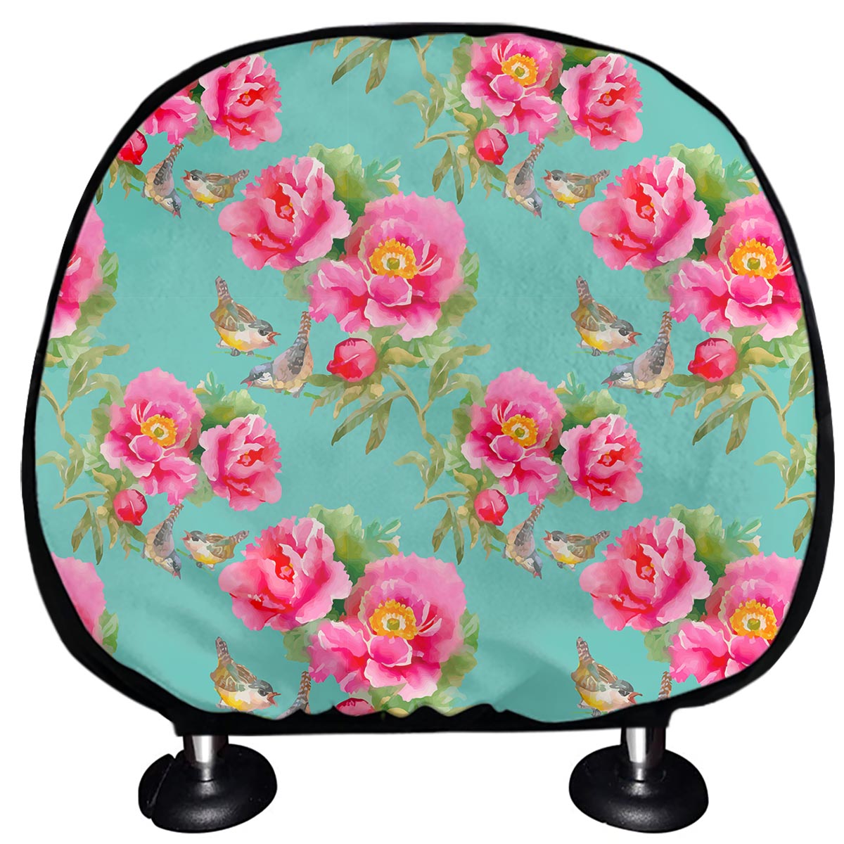 Bird Pink Floral Flower Pattern Print Car Headrest Covers