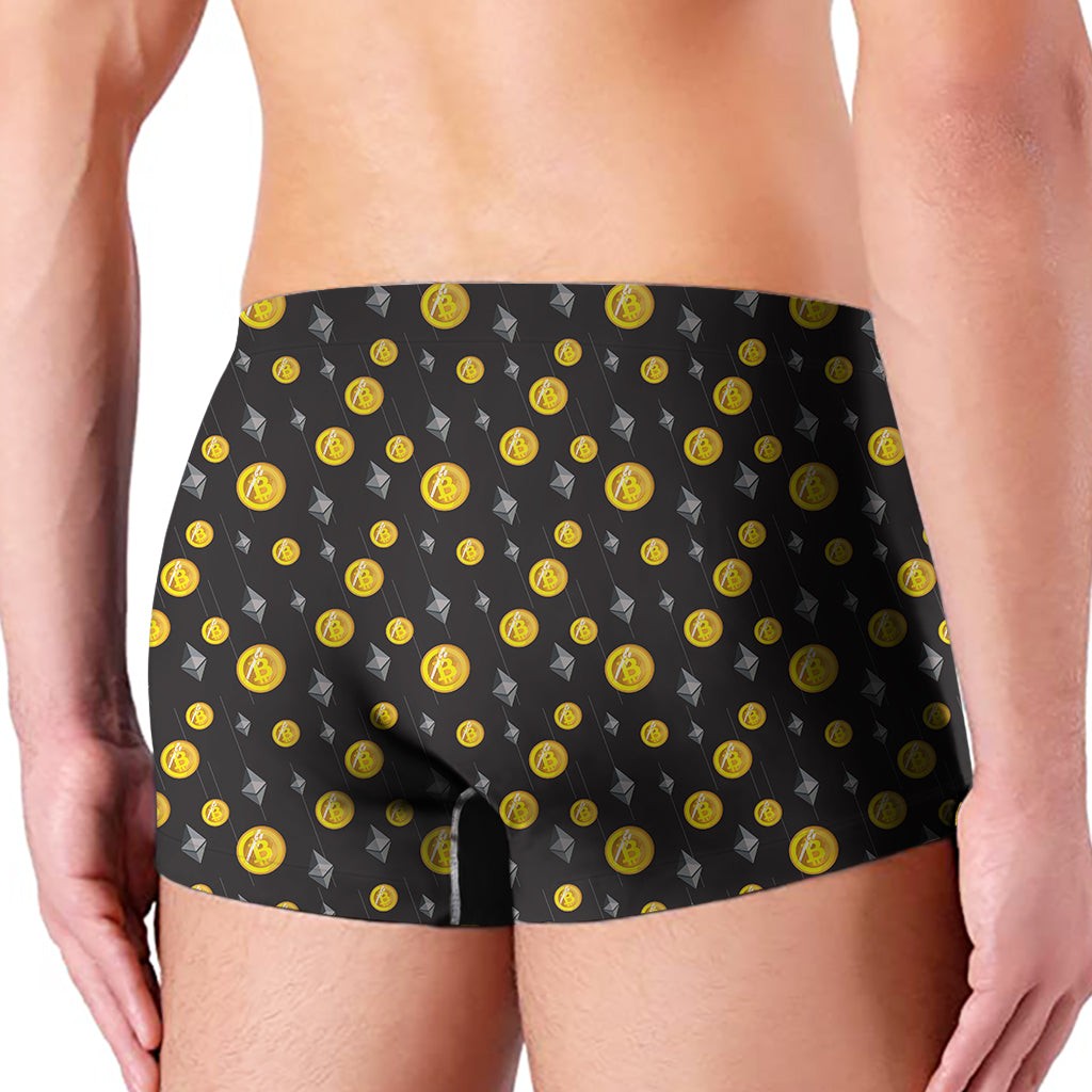 Bitcoin And Ethereum Pattern Print Men's Boxer Briefs