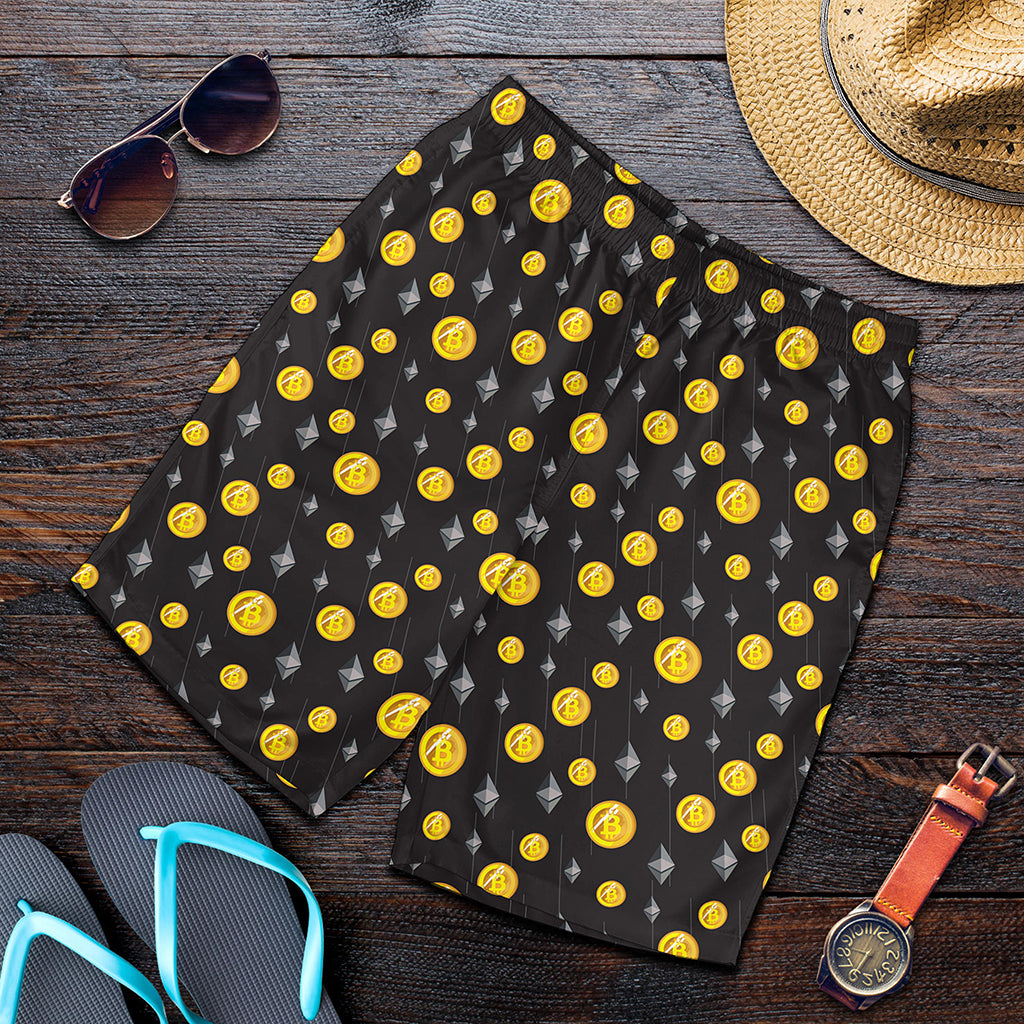 Bitcoin And Ethereum Pattern Print Men's Shorts