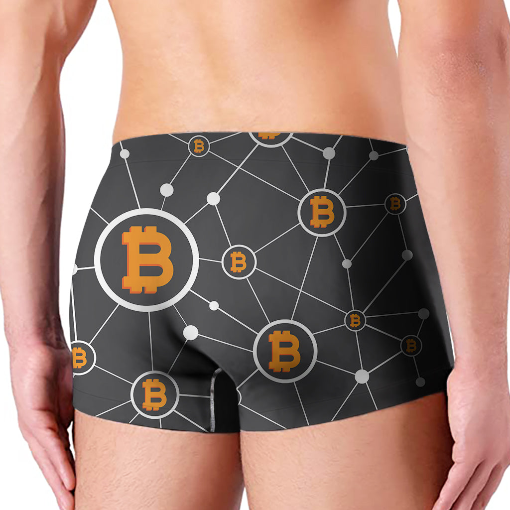 Bitcoin Connection Pattern Print Men's Boxer Briefs