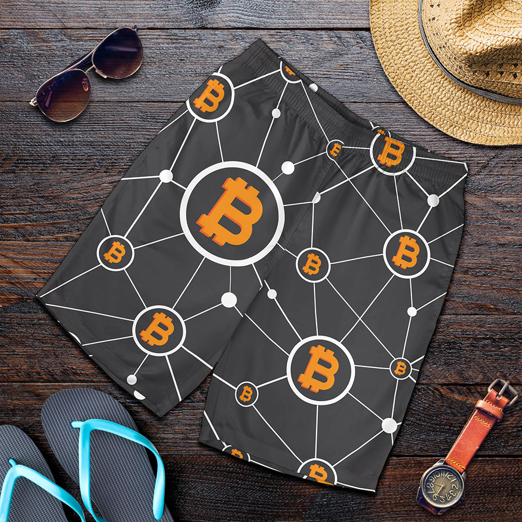 Bitcoin Connection Pattern Print Men's Shorts