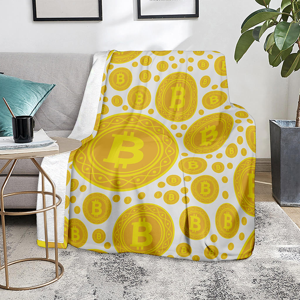 Bitcoin Crypto Pattern Print Blanket