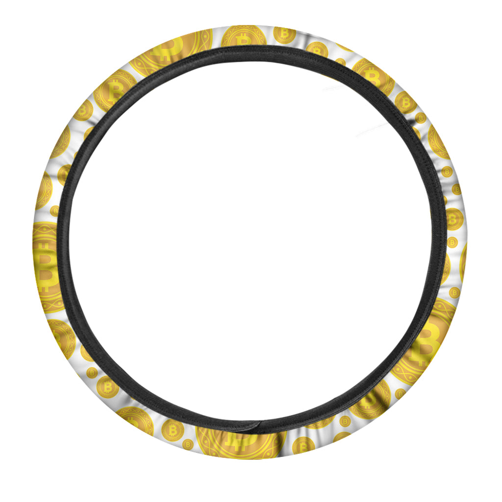 Bitcoin Crypto Pattern Print Car Steering Wheel Cover