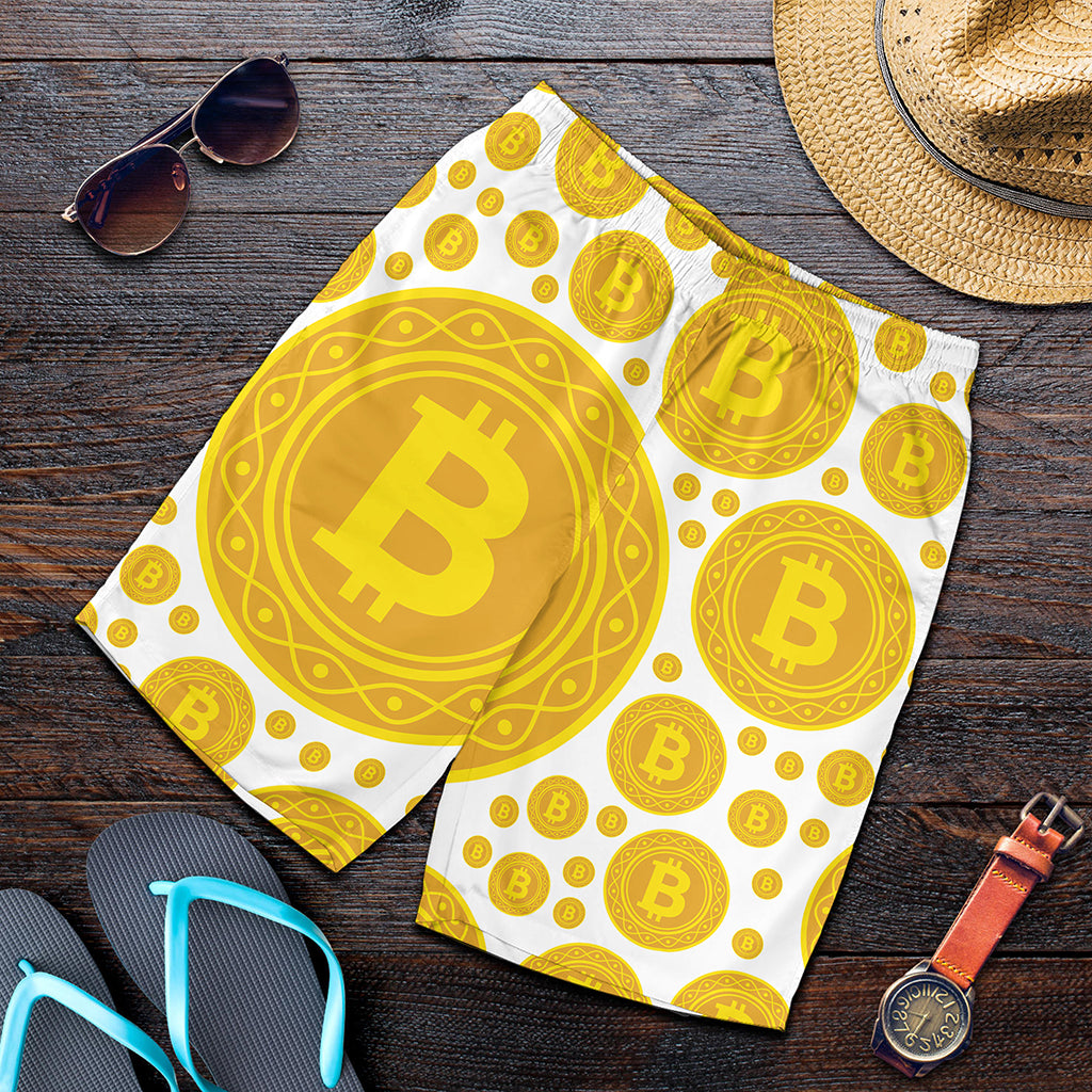 Bitcoin Crypto Pattern Print Men's Shorts