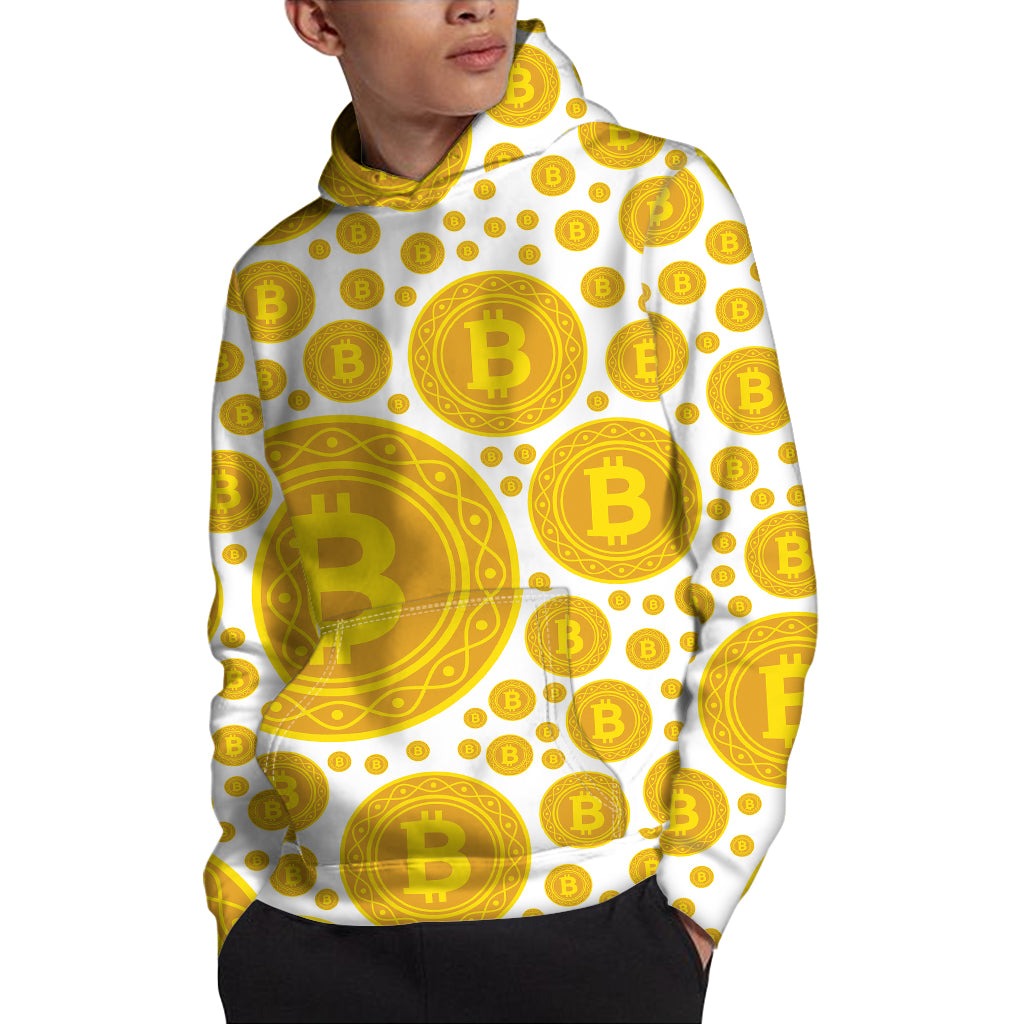 Bitcoin Crypto Pattern Print Pullover Hoodie