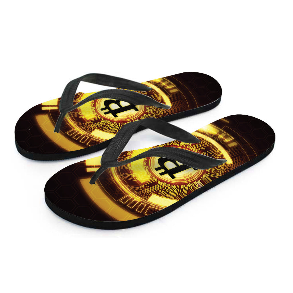 Bitcoin Crypto Symbol Print Flip Flops