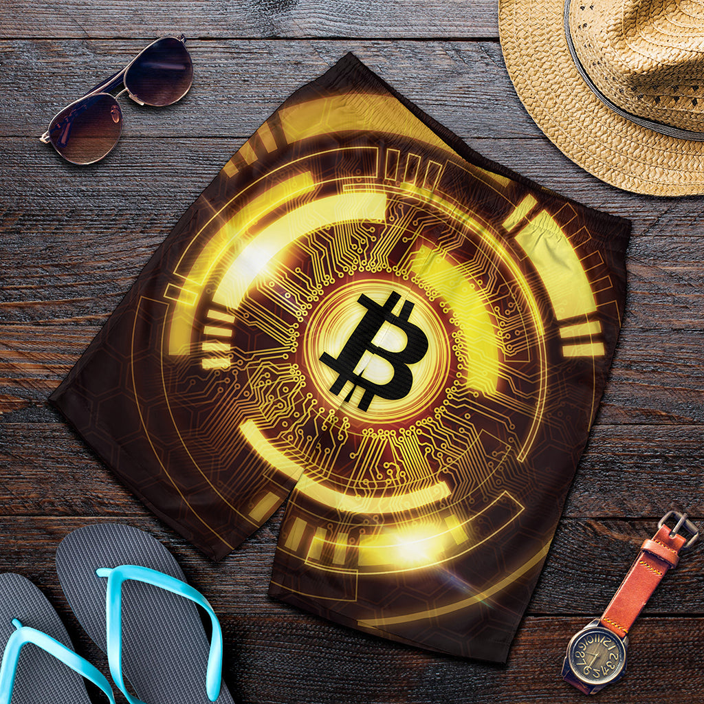 Bitcoin Crypto Symbol Print Men's Shorts
