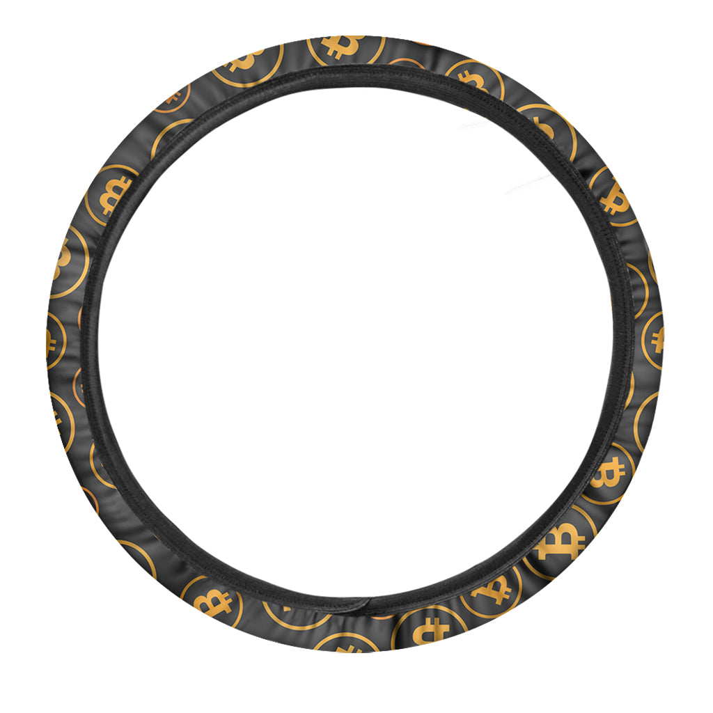 Bitcoin Cryptocurrency Pattern Print Car Steering Wheel Cover