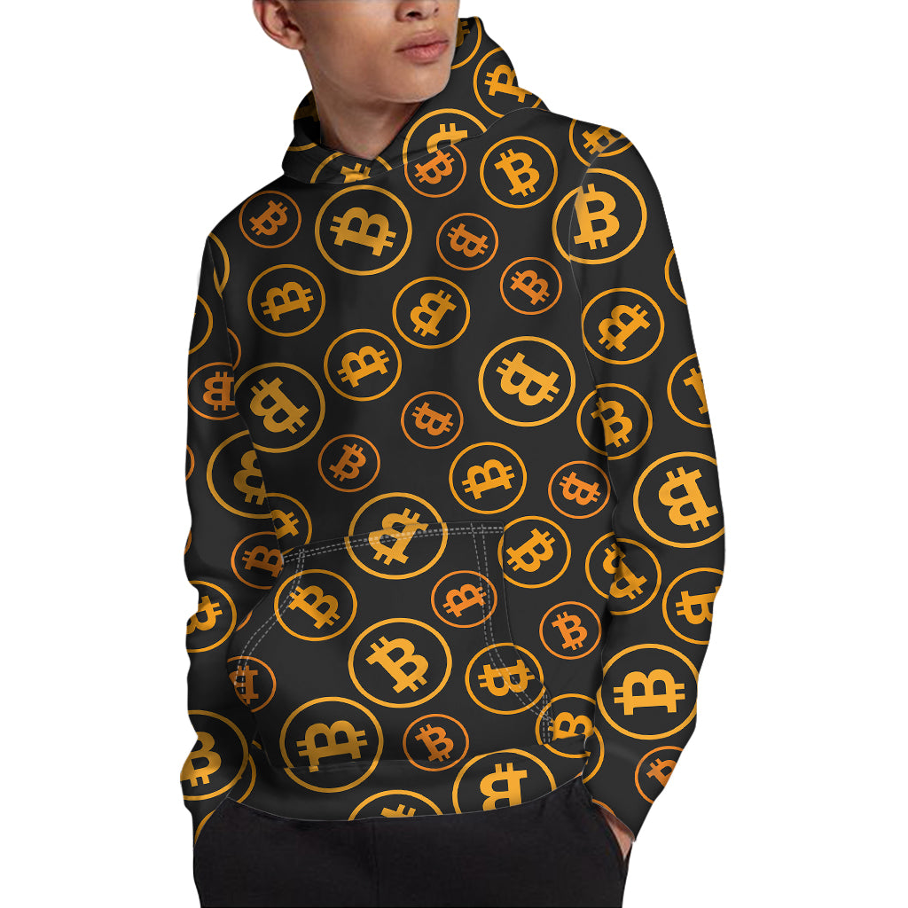 Bitcoin Cryptocurrency Pattern Print Pullover Hoodie
