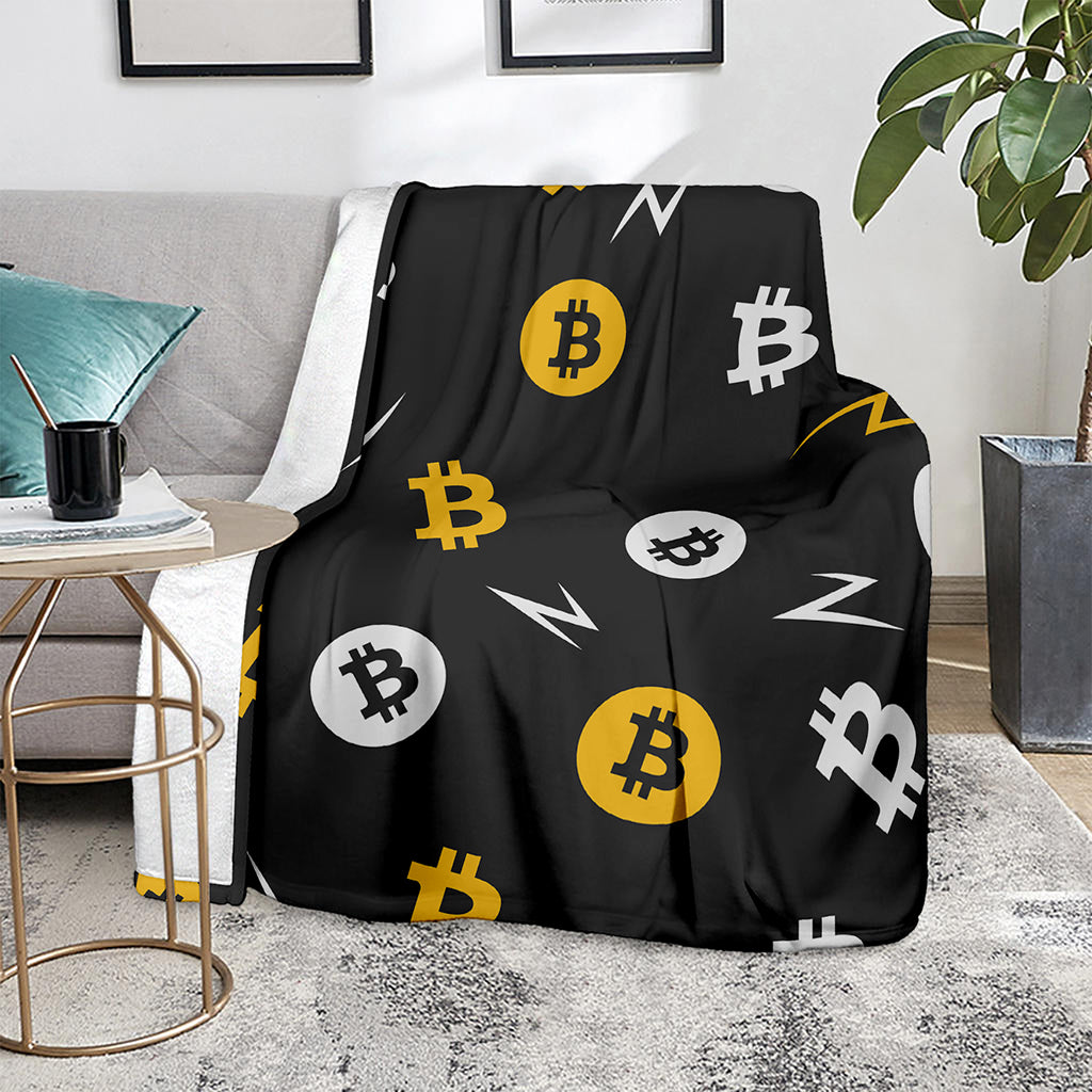 Bitcoin Symbol Pattern Print Blanket
