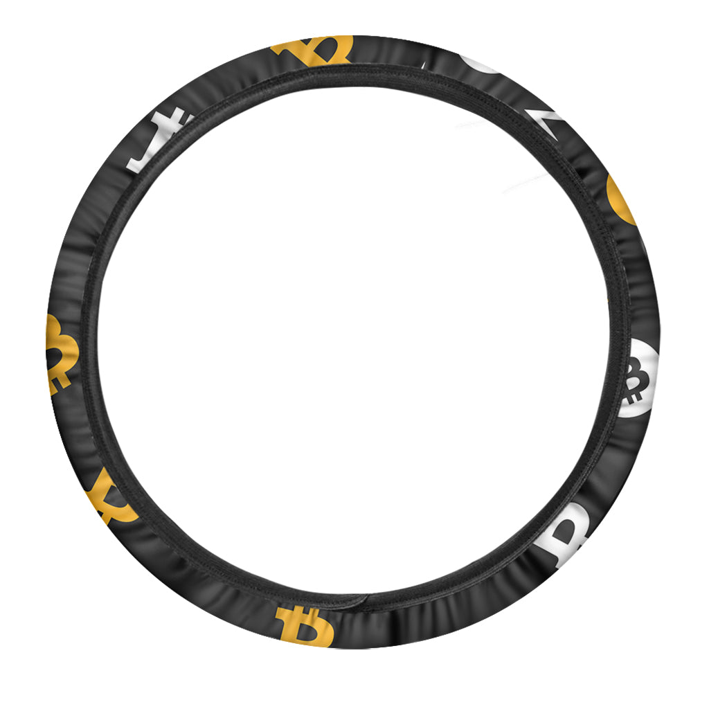 Bitcoin Symbol Pattern Print Car Steering Wheel Cover