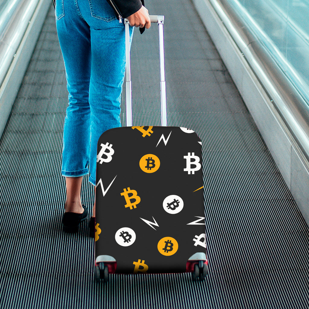 Bitcoin Symbol Pattern Print Luggage Cover