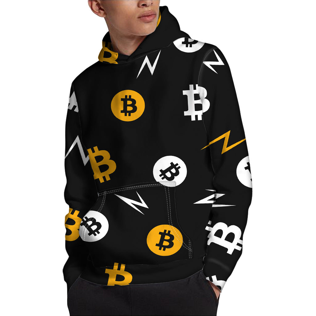 Bitcoin Symbol Pattern Print Pullover Hoodie