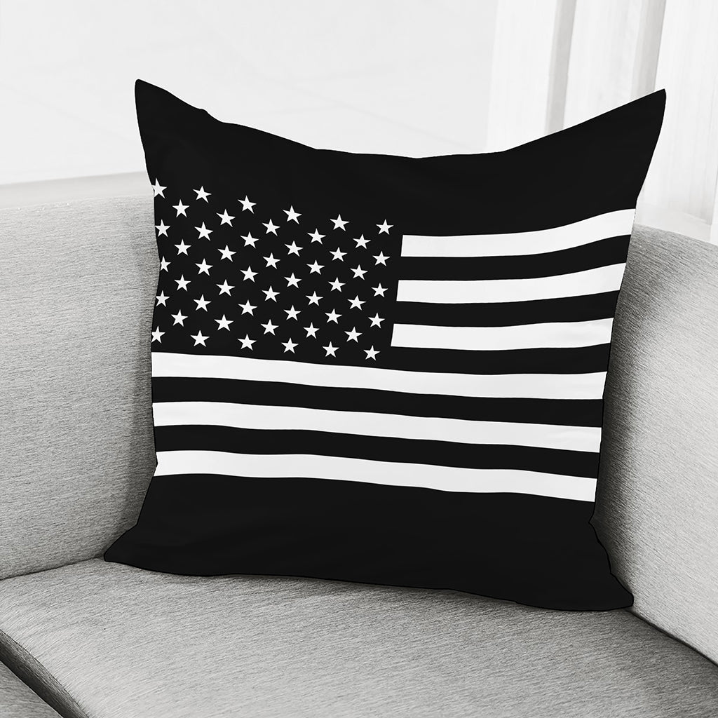 Black American Flag Print Pillow Cover