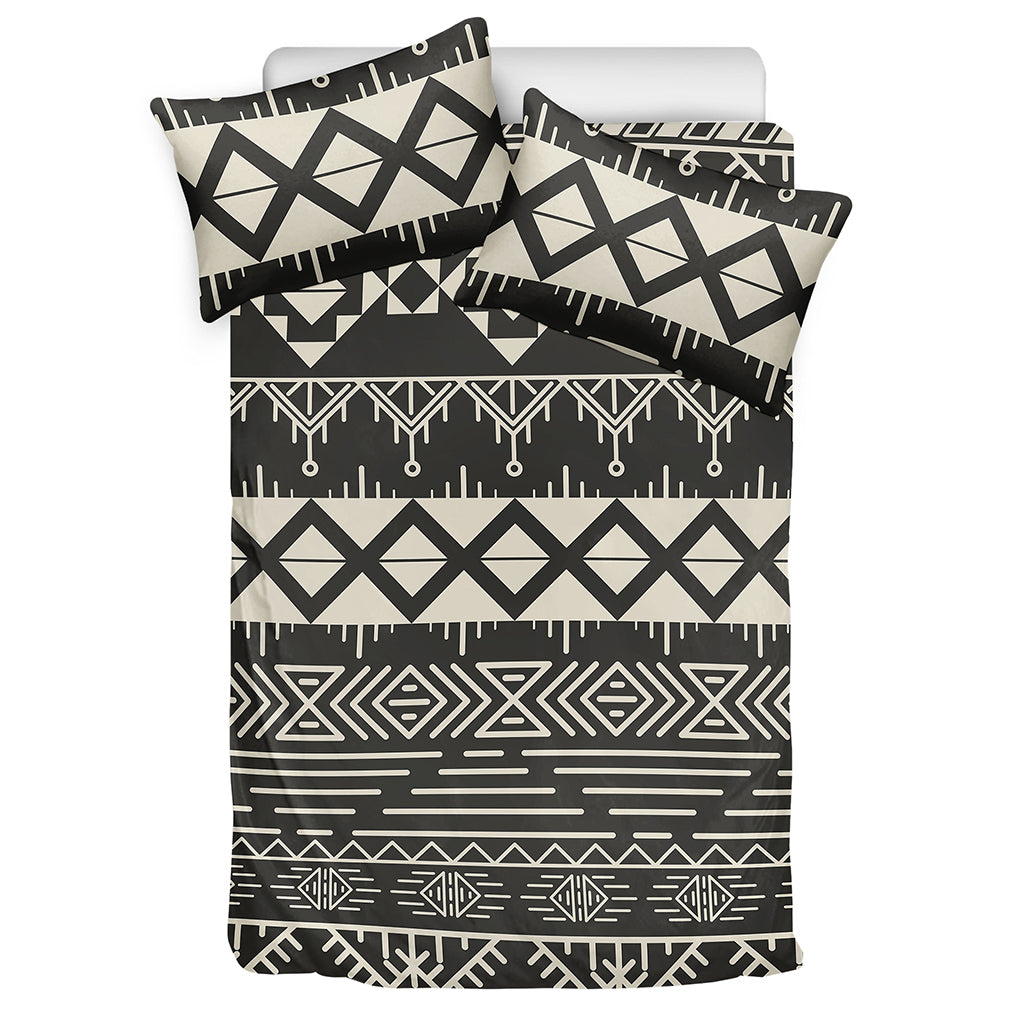 Black And Beige Aztec Pattern Print Duvet Cover Bedding Set