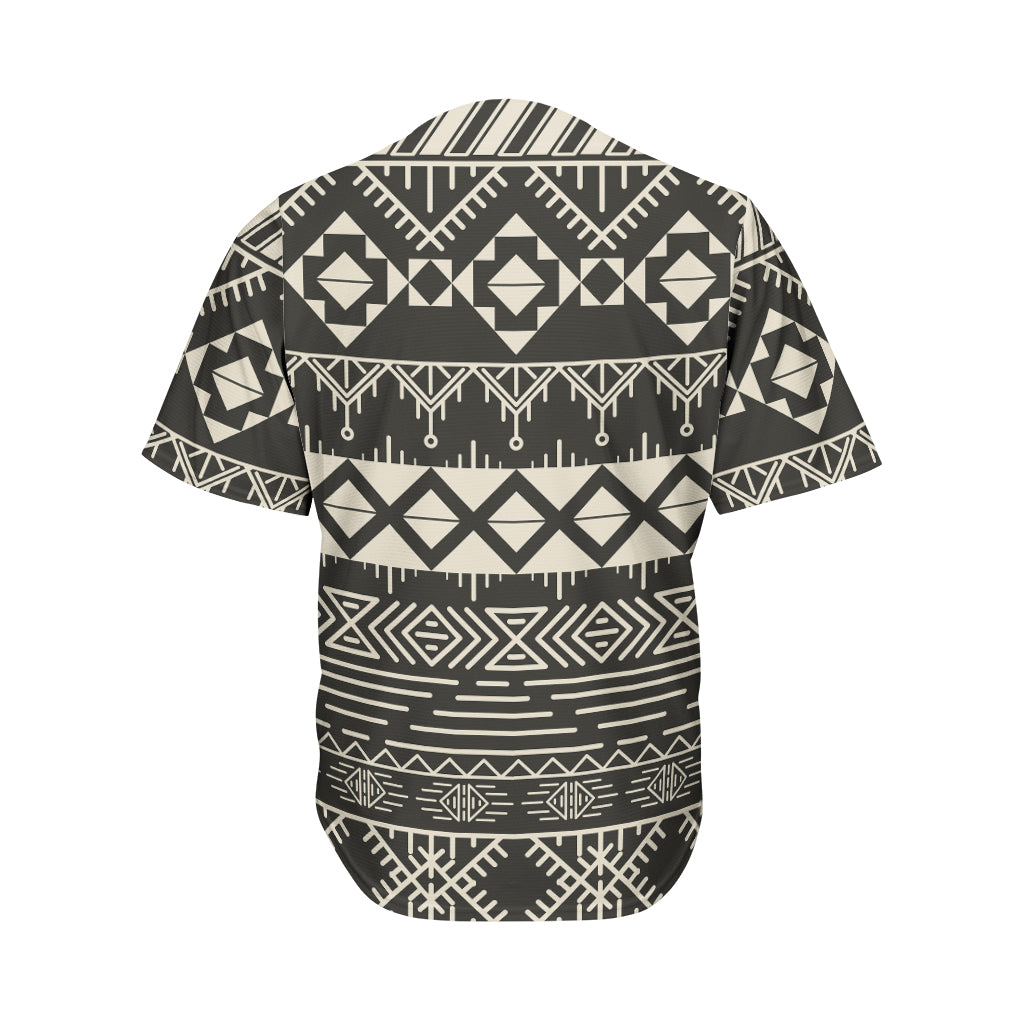 Black And Beige Aztec Pattern Print Men's Baseball Jersey