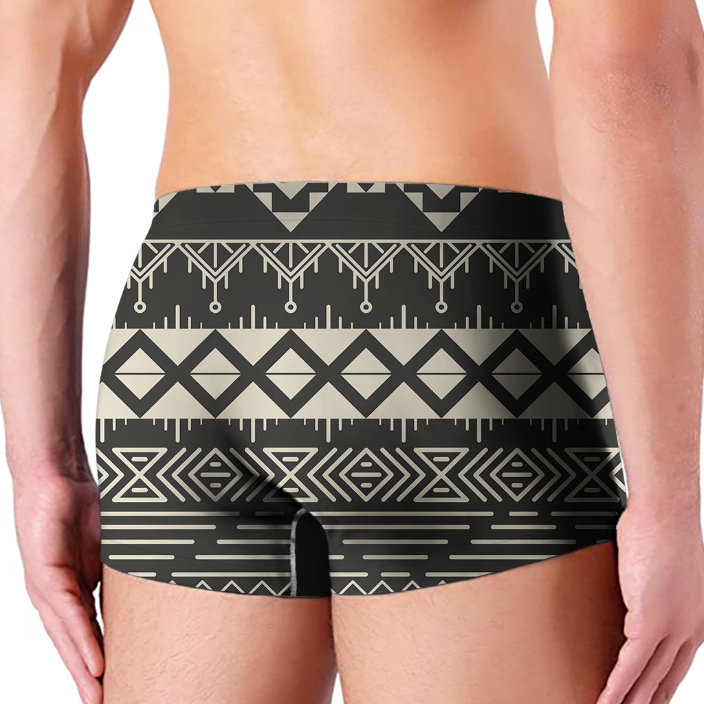 Black And Beige Aztec Pattern Print Men's Boxer Briefs
