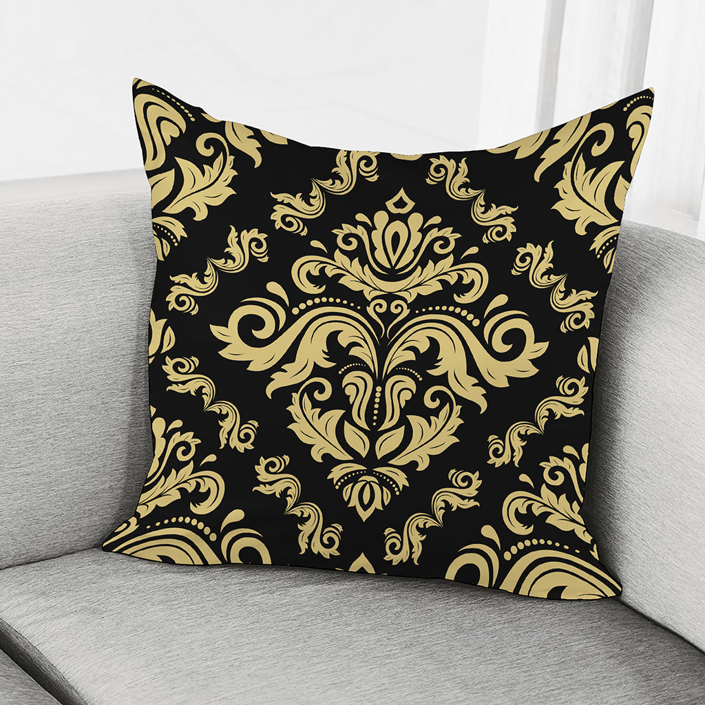 Black And Beige Damask Pattern Print Pillow Cover
