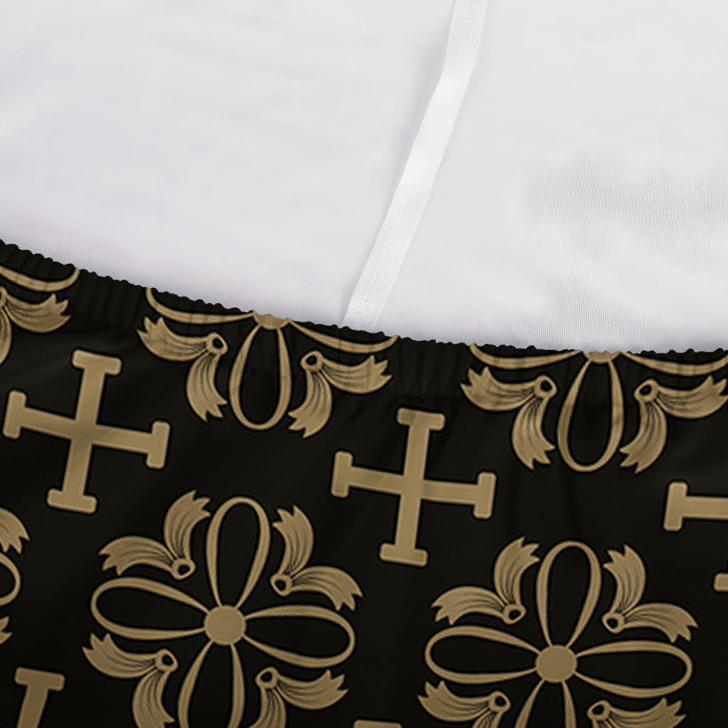 Black And Beige Orthodox Pattern Print Sofa Cover