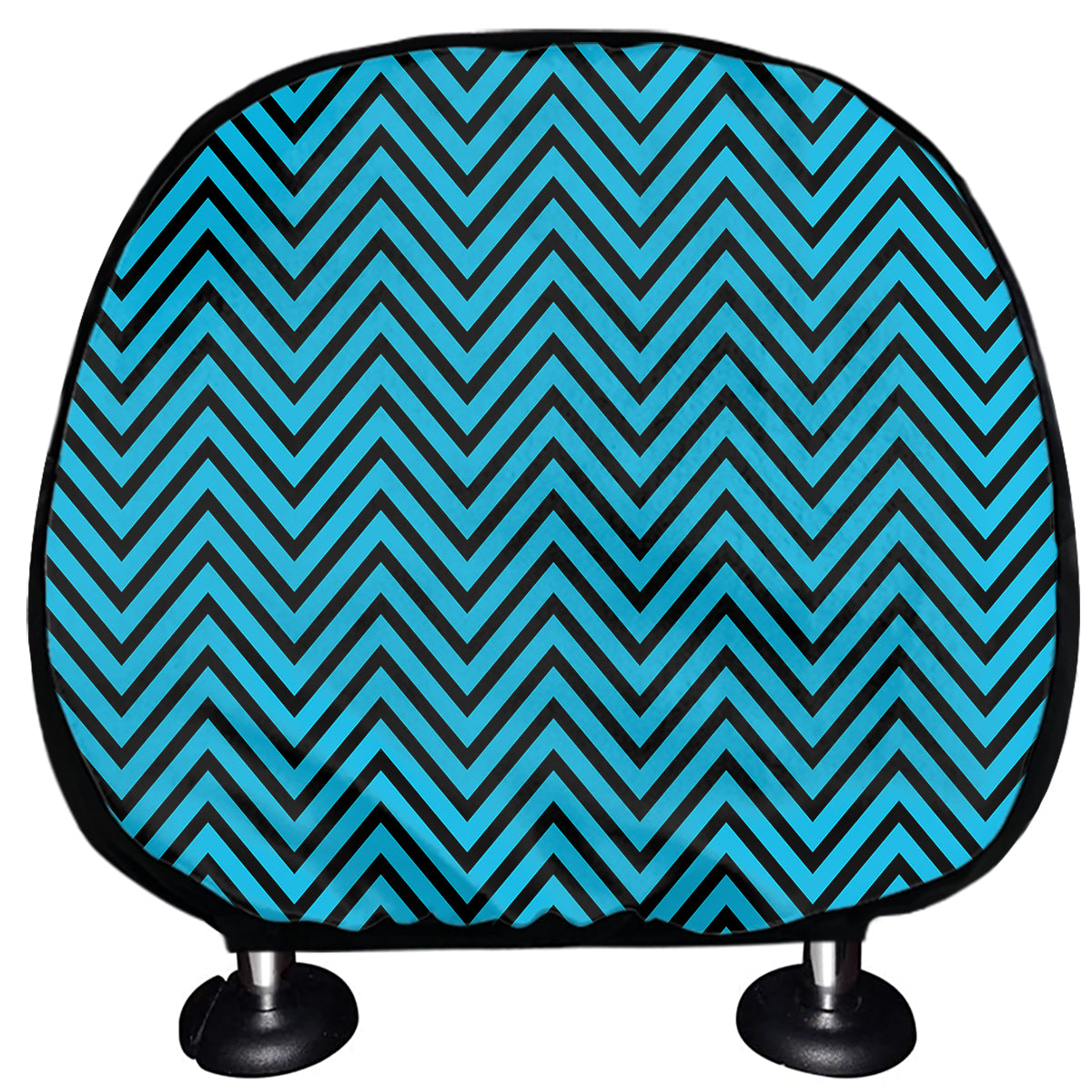 Black And Blue Chevron Pattern Print Car Headrest Covers