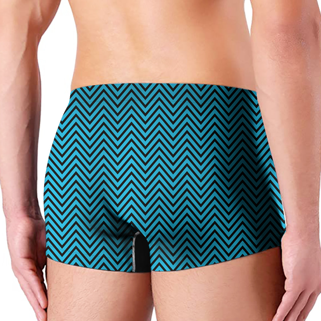 Black And Blue Chevron Pattern Print Men's Boxer Briefs
