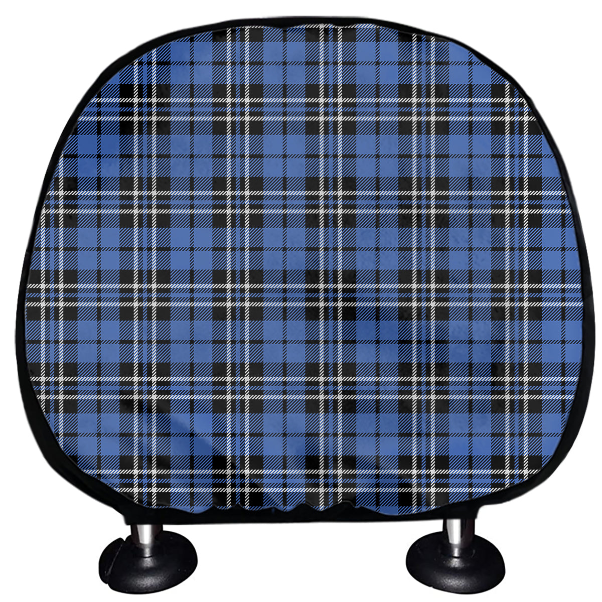 Black And Blue Tartan Pattern Print Car Headrest Covers